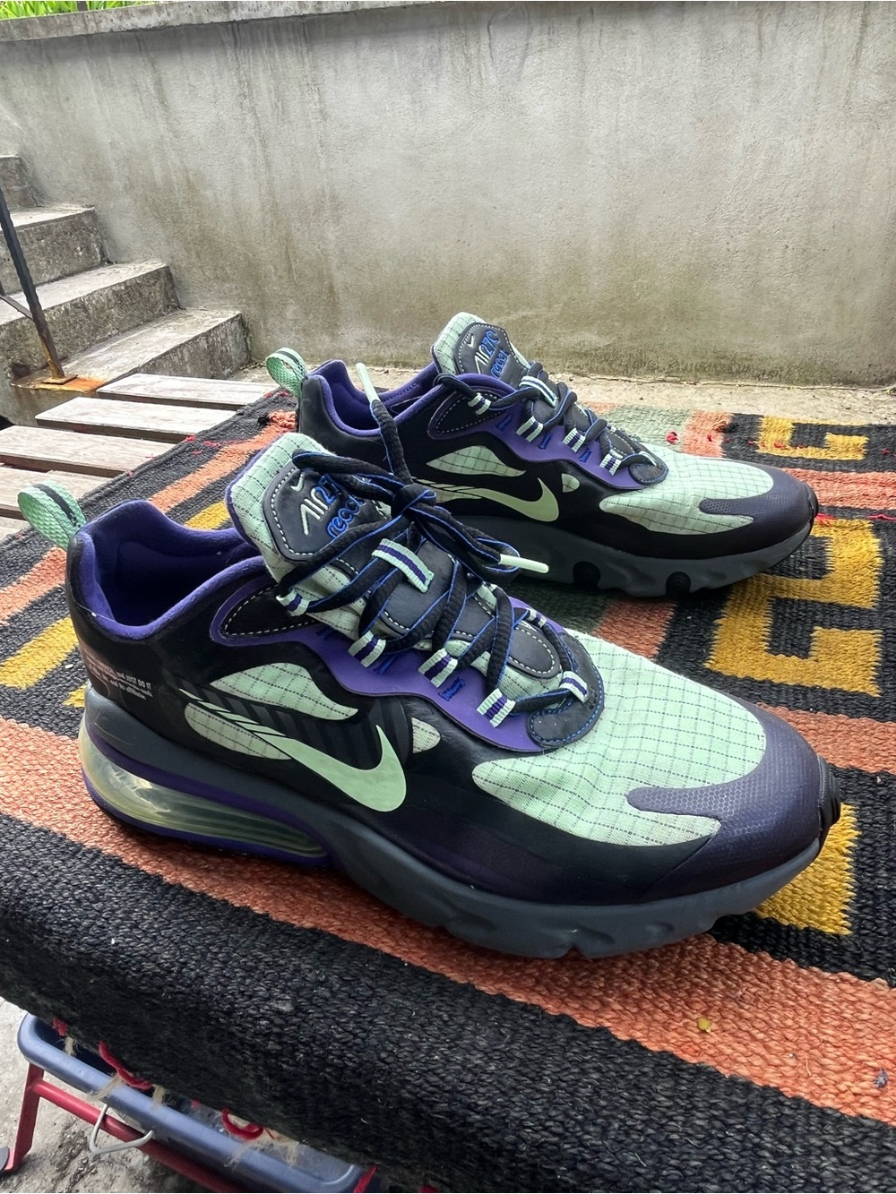 Nike Air Max 270 React Sneakers in Mint Green, Purple, Black